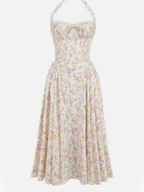 house of cb cesca floral ruched high-low corset dress Clothing : Maxi Dresses : 'Cesca' Rose Pink Floral Maxi Dress